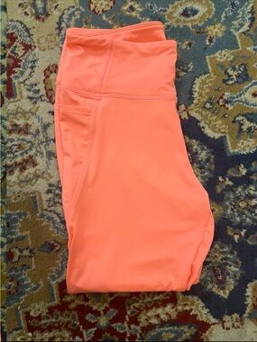 crown & ivy Neon Coral Workout Leggings